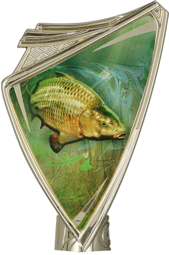 Plastic crest, gold, with print - FISHING - CARP