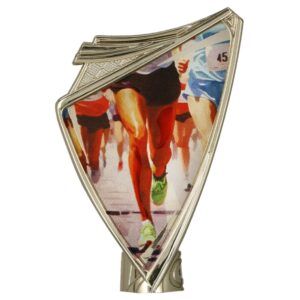 Plastic crest, gold, with print - RUNNING