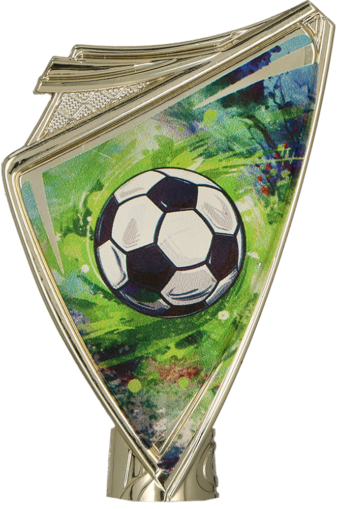 Plastic crest, gold, with print - FOOTBALL