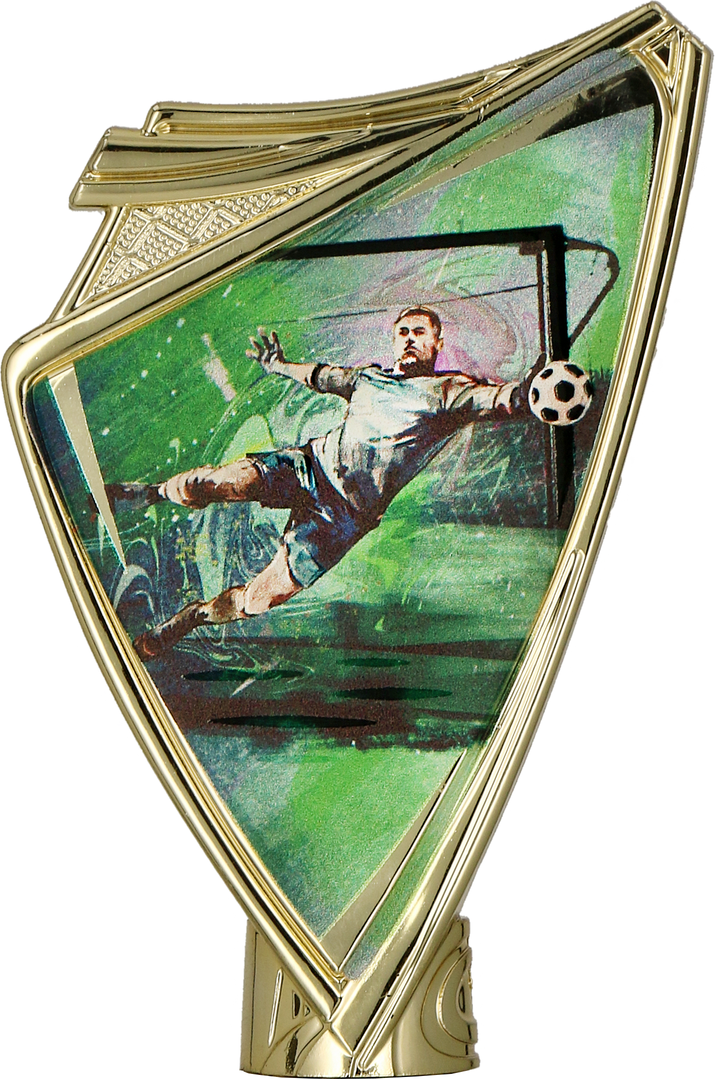 Plastic crest, gold, with print - FOOTBALL - GOALKEEPER