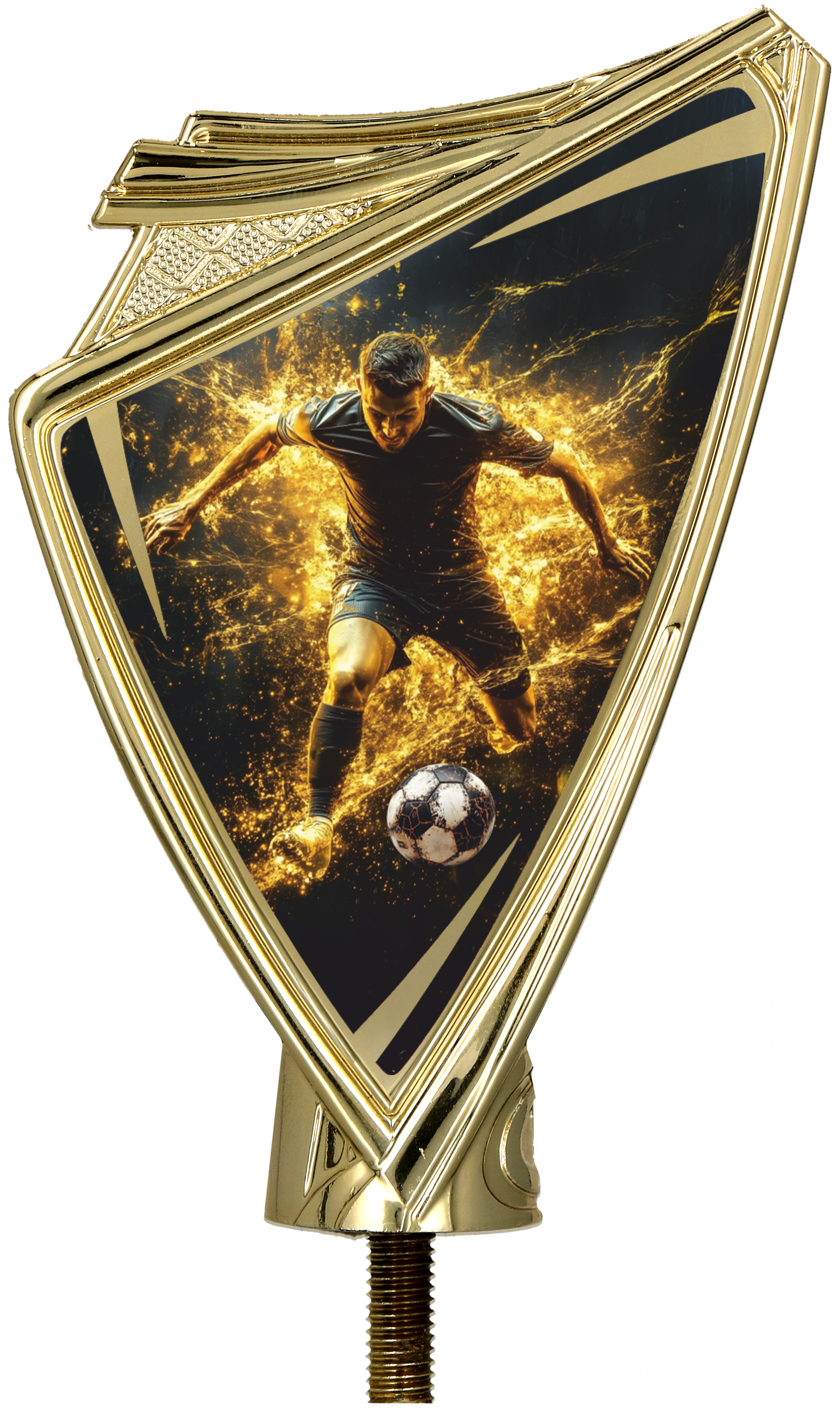 Plastic crest, gold, with print - FOOTBALL