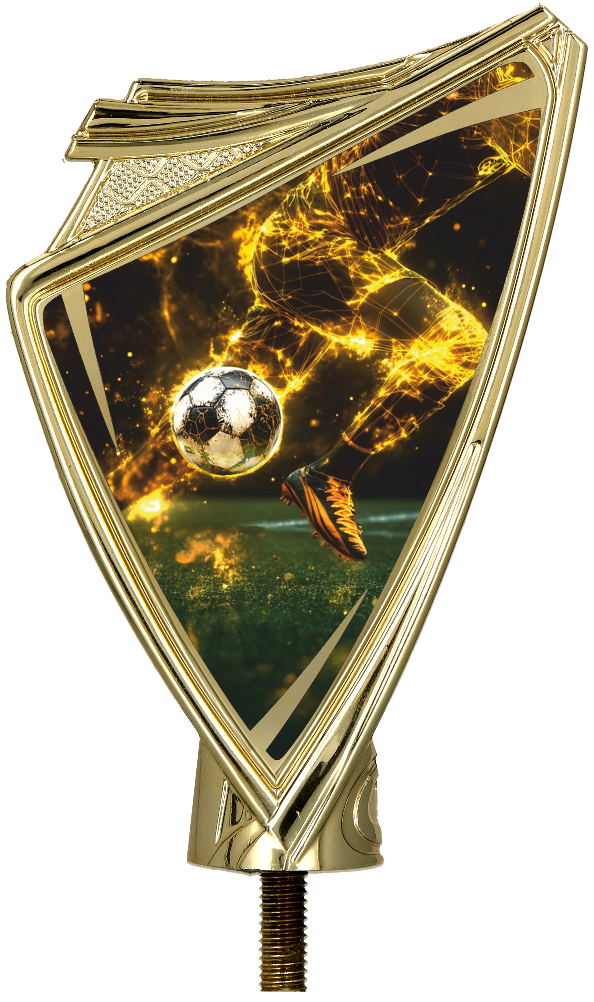 Plastic crest, gold, with print - FOOTBALL