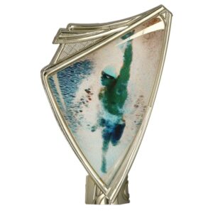 Plastic crest, gold, with print - SWIMMING