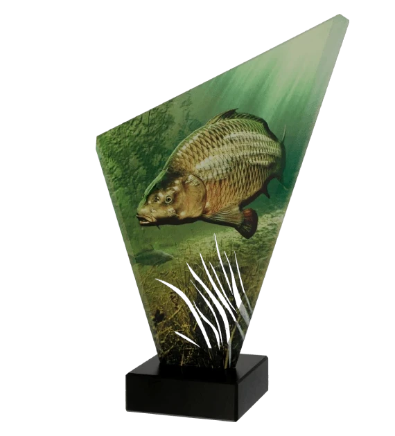 Stakleni trofej na mramornom postolju - RIBOLOV - ŠARAN